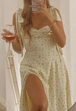Summer Floral Print Midi Dress-Outfit