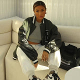 Embroidery Letter Varsity Jacket-Outfit