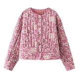 Fongt Women's ZA Autumn And Winter Thick Round-Neck Long-Sleeved Printed Short Coat