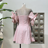 Princess Wind High-Level Ocean Party Hand Three-Dimensional Large Flowers Shoulder-To-Shoulder Chest Waist Dress Cotton