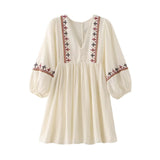 Fongt Women's Clothing 2025 Summer New Splicing Embroidery Short Dress