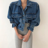 Jackets Women Top 2023 Sexy Puff Long Sleeve Y2k Clothes Cropped Jacket Streetwear Women's Denim