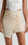 Fongt Summer New Women's Pure-Color High-Waisted Cotton Thrombony Tipper Irregular A-Word Half-Body