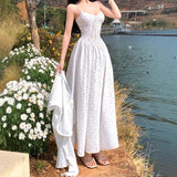 Fongt Suspension Dress Women's Spring 2025 New Design Small White Dress Vacation Waist Dress