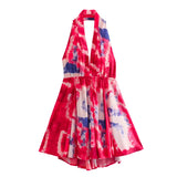 New Summer Print Dress With A Collar And A Bare Back-Outfit