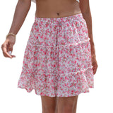 Summer Elastic Waist Bohemian Stitching Floral A-Line Skirt Skirt-Outfit