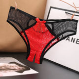 Fongt Lace Opening Hollow Pants To Seduce Low-Rise Trousers Transparent Color Mesh T-Pants