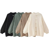 Fongt Women's INS Explosion Metal Buckle Cardigan Sweater