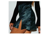 Satin Split Mini Skirt-Outfit
