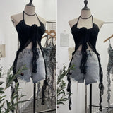 Special Price Sexy Hot Babes Hanging Backs Her Neck Short Leopard Sling Vest Flowers Lotus Leaves Floating Clothes