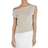 Fongt Spring And Summer Explosion Women's Slanted Shoulder Casual Net Color T-Shirt Top