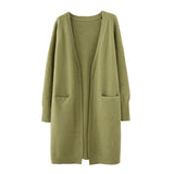 Autumn And Winter New Women's Sweater Long Coat Temperament Pure Color Outside The Shawl Sweater-Outfit