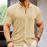 Fongt Men's New Summer Cardigan Knits Casual Thin Business Knits Solo Shirts