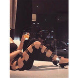 Hollow Sheer Long Elastic Band High Waist