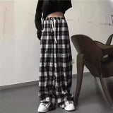 Fongt Summer Explosion Thin High-Waisted Vertical Easy Summer Black And White Trousers