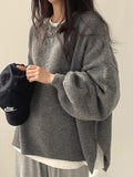 plain oversize sweater with slit