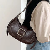 Buckled Strap Pu Leather Shoulder Bag-Outfit