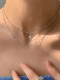 Double Layered Star Charm Necklace-Outfit