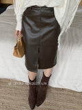 Fongt Xixi 2025 Autumn And Winter White Standard Temperament Pure Color High-Waist Half-Skin Skirt Ass A Word Short Skirt Women's Tide 85239