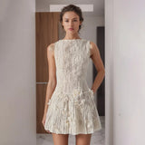 Temperament Sweet Wind Dress Woman 2025 Summer New Fashion Lace Flower Splicing Design Sleeveless