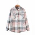 Autumn Women's Wear Urban Leisure Woolen Plaid Shirt Jacket-Outfit