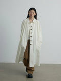 [Daihe] Autumn New Casual Lapel Simple Versatile Cotton Brocade Thin Long Windbreaker Coat Female H7243-Outfit