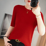 Fongt Collar Pit Bottom Shirt Women's New Slim Sweater Short Versatile Casual Sweater-Outfit