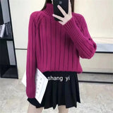 Cropped Sweater Winter Turtleneck Bottoming Pullover Tops Casual Long Sleeve Knitted Warm Jumper Korean Soft Sueters
