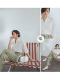 Beige White Light Blue French Shirt Female Design Sense Niche New Summer Short-sleeved Stand-up Collar