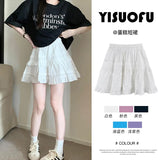 Fongt Lace Skirt Girl Spring And Autumn Summer Ballet Cake Dress Sweet High-Waist A Word Ponum Half-Body Skirt