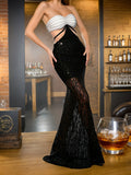 Sexy Babes Dress Woman 2025 Early Spring New Fashion Braided Black And White Design Feel Waist-Poaded