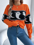 And Winter Live Halloween Theme Ghost Bump Color Long-Sleeved Jacket Sweater Women's