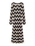 Fongt Style Dress Women's Spring 2025 New Comfortable Leisure Relaxed V-Neck Striped Knitted