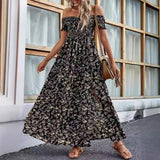 Fongt Women's Summer New Temperament Fashion High-Waisted Bohemian Dress