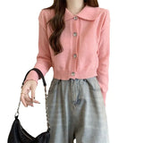 Small Fresh Blue Knitted Cardigan Girl Spring Small Loose Outer Sweater Gentle Wind