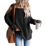 Fongt And Winter New Fashion Sling Long Sleeve Off-The-Shoulder Jumper Knit Sweater