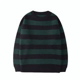 Green Striped Knitted Sweater Women Winter Pullovers Casual Oversized Sweaters Loose Harajuku Couple Sueter De