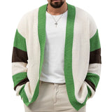 Fongt Men's Knitted Shirt Loose Color Knitted Jacket Thick Knit Sweater Man