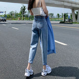 Fongt Jeans Women's Fall Women 2024 New High Waist Slim Versatile Loose Straight Dad Turnip Pants-Outfit