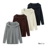 Fongt Vintage Lazy Wind Word Collared Knitted Shirt 2025 Autumn New French Babes Loose Collar Sweater