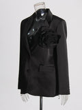Fashion Temperament Elegant Wind Flower Splicing Design Blazer 2025 New Three-Dimensional Decorative Solid Color Suit