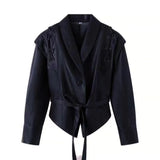 Photo-Fashion Lapel Tie Long Sleeve Jacket For Fall Winter 2024-Outfit