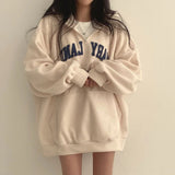 Vintage Embroidery Letter Half Zip Up Hoodie-Outfit