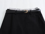 New Spring Style Spliced Flat-Angle Trousers, Waist Belt And Skirt Pants 8372032-Outfit