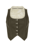 Paneled Lace Button Front Corset Top-Outfit