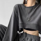 Fongt Hoodie Women Fall 2024 Korean Solid Color New Loose Round Collar Women Long Sleeve Jacket Women's
