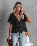 Fongt Summer New Women's Pure Color Splicing Loose Short-Sleeved Strap Lotus Edge Top