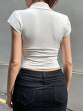 Y2K blouse with pocket and button