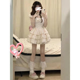 Fongt Bows And Flowers Dress Women's New Summer Slimming Waist Bubble Sleeve Tea Break Princess Ponpong