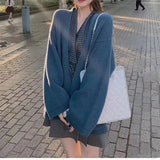 Coat Women's Spring And Autumn 2024 New Style Loose Lazy Pocket Korean Version Simple Knitted Cardigan Girl-Outfit